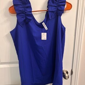 Zenana Outfitters Royal Blue Ruffle Top